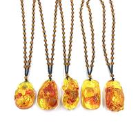 Générique Grande Ciondolo ambra naturale catena maglione collana fossile pianta naturale casuale elegante