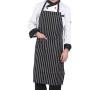 Générique Grembiule da cucina regolabile da cucina da chef resistente all'acqua e all'olio con tasche da lavoro unisex per interni esterni per cortile di cuis, A: Striped Halterneck, Se référer au