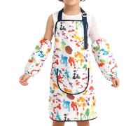 Générique Grembiule tinta unita per grembiule da cucina | da chef, bavaglino regolabile con maniche, pittura per 2-12 anni, pasticceria, pittura, cucina, pasto, aula, casa, giardo, Spot, Se référer au