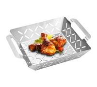 Générique Grill Basket, Perforated BBQ Grill Baskets, Meat Grate Accessory, Stainless Steel Thicken Net Cooking Tool for Outdoor, Vegetables, Shrimp, Patio, Kitchen, Campeggio, 10.43x8.5x2.36 pollici