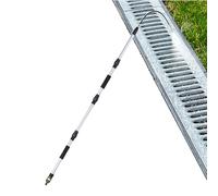 Générique Gutter Cleaning Pole, 78.74x0.79in Telescopic Metal Extension Wand with Rotating Nozzle, Heavy Duty Roof Gutter Cleaner, for House Roof Leaves Trash Twigs Pool Maintenance, Silver