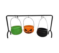 Générique Halloween Cauldron Service Bowls, Witches Cauldron Candy Holder, Stand Rack Rack, PP leggero e metallo, ideale per la credenza Dissert Party Halloween, 3 pezzi