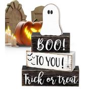 Générique Halloween Ghost, Wooden Block Sign, Rustic Tiered Decor with 5,91 x 1,38 x 8,66 pollici Size, Spooky Party Display for Fireplace Mantle Decor, Farmhouse Style, Tabletop Shelf Setup, Holiday