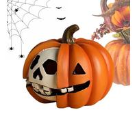 Générique Halloween Pumpkin Decor, Spooky Skeleton Ornament, Fall Horror Prop, Lightweight Resin Build, Realistic Carved Design, 1 pz Arancione, for Desk, Mantoel, Window, Haunted House