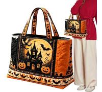 Générique Halloween Quilted Purse Large Capacity Spooky Zip Pouch Bag | Halloween Themed Handbag for Shopping Outdoor Sand Boat Cruise Vacation Travel Summer Gym Lunch Shower