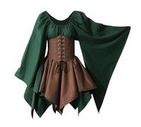 Générique Halloween Vestito gotico da donna, costume medievale da donna, abito a maniche a tromba, corsetto tradizionale, Halloween, cosplay, gotico, retrò, elegante, Halloween, costume carnevale