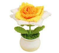 Générique Handmade Crochet Flowers, Gradient Crochet Roses, Knitted Flower Decor, Desk Crochet Decorations, Flower Crochet Potted Plant, Car Dashboard Decoration, Handcrafted Rose