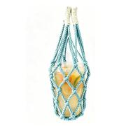 Générique Handwoven Mesh Bottle Pouch, Reusable Drink Carrier Bag, Portable Cup Holder with Handle, Coffee Milk Tea Holder, Lightweight Travel Commuting Bag, Eco Friendly Beverage Carrier Usage, blu