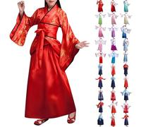 Générique Hanfu Costume Tradizionale Cinese per Ragazza Vecchio Costumi Accessori con Gonna midi Halloween Costume Carnevale Cosplay Bambini Abiti Nazionali Dramma Retro Folk Costumi, F-ROSSO, 9-10