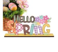 Générique Happy Pasqua Segno in Legno - Decorazioni per Coniglio a Fiori di Pasqua in Legno | Pace amante del tavolo di Coniglio di di Pasqua Decorazione Artigianale per Tavolo della Camera da