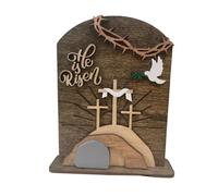 Générique He is Risen Wooden Decor, Stylish Religious Desk Sign, Resurrection Wood Table Centerpiece for Church, Workplace & Home (15 cm/5,91 inch), Ideal for Easter and Daily Inspiration
