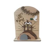 Générique He is Risen Wooden Decor, Stylish Religious Desk Sign, Resurrection Wood Table Centerpiece for Church, Workplace & Home (15 cm/5,91 inch), Ideal for Easter and Daily Inspiration