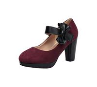 Générique Heels Donna Alto Tacco con Fiocchi Heels Donna Slingback Elegante Scarpa Tacco Confortevole E Classica per Festa della Birra Matrimonio Serata Ufficio Vacanze, Viola scuro, 39 EU