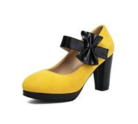 Générique Heels Donna Alto Tacco con Fiocchi Heels Donna Slingback Elegante Scarpa Tacco Confortevole E Classica per Festa della Birra Matrimonio Serata Ufficio Vacanze, giallo, 40 EU
