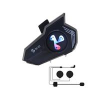 Générique Helmet Headset, Motorcycle Communication System, Noise-Cancelling with Voice Assistant and Colorful Light, Waterproof Earphones for Men Women Cycling Snowmobile, Outdoor Riding Black