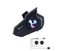 Générique Helmet Headset, Motorcycle Communication System, Noise-Cancelling with Voice Assistant and Colorful Light, Waterproof Earphones for Men Women Cycling Snowmobile, Outdoor Riding Black