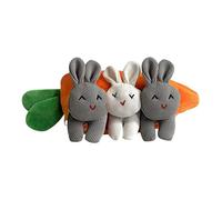Générique Hidden Bunny Surprise Plush Set | Cloth, 80 g, 21,5 x 7,5 cm | 3 morbidi coniglietti con chiusura lampo Carrot Pouch | Cute Animal Dolls with Storage Bag, Kids Gift