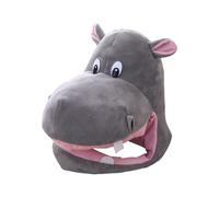 Générique Hippo Hat - 13.78 Inch Plush Animal Headgear | Adjustable Breathable Cloth PP Cotton Funny Costume Accessory | for Halloween Christmas Cosplay Party