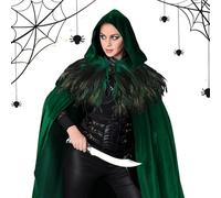 Générique Hooded Cloak, Costume Cosplay Vestito, Lightweight Breathable Fabric, 82,68 pollici Size, Black, Oversized Hooded Design for Medieval Parties, Halloween Events, Stage Plays, Nights, verde