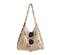 Générique Hook Tote Bag - Boho Handmade Knit Handbag For Women, Stylish Crochet Shoulder Bag For Beach, Summer Travel, Daily Use, Festivals & Commuting, bianco, Se référer au descriptif