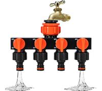 Générique Hose Splitter, Rubinetto Connector, 4 Way Tap Adapter, Leakproof Abs Body, Multi-Outlet Control Valve, Outdoor Lawn Greenhouse Car Wash Use, 6,69 x 4,33 x 1,57 pollici, arancione, 1 pezzo
