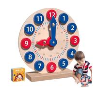 Générique Impara a Tell Time Clock for Kids - Wood Telling Time Teaching Clock with 18 Cards | Activity Set, Practice, Kids Analog for Homeschool Supplies, Learn to Tell Easily