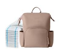 Générique Impermeabile Diaper Backpack, Travel Baby Bag, PU Leather Mommy Backpack, Water-Resistant, Fashionable Design, Multi-Function, Convenient Baby Gear Organizer, Black, Large Size, cachi., Se