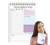 Générique Insegnante Notepad, 50-Sheet To-Do List Daily Planner with Twin Coil Binding, 5.8 X 8.3 Inch Cute Memo Pad Organizer for Classroom Tasks, Elementary School Teaching Supplies and Desk Use