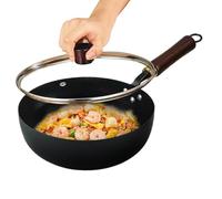 Générique Japanese Wok, Hand-Forged Iron Pan with Wooden Lid, Thick Sturdy Non-Stick Cookware for Induction Stove, Hob, Open Flame, Kitchen, Ristorante, Home Cooking, Outdoor Camping