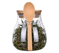 Générique Jar With Spoon - Contenitore in vetro trasparente con coperchio in legno, contenitore per cucina, contenitore per cena
