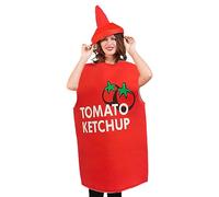 Générique Ketchup Costume da adulto, Cosplay Sauce Bottle Outfit, 102 x 70 cm, 40,16 x 27,56 pollici, luce e novità Wear, Creative Stage Clothing, Fun Festival Group Attire, Red Unisex Design