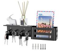 Générique Key and Mail Holder, Wall Organizer with Shelf for Office, 4 Hooks Storage Rack, Modern Decoration Entryway Solution, Bedroom Hallway Accent, Apartment Front Door Utility, Home Organizer