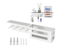 Générique Keys Holder on Wall - Modern Shelf for Entryway | 4 Hooks Organizer, Key and Mail Storage, Decorative Display for Home, Living Room Accent, Hallway Apartment Solution, Fronte Door Utility