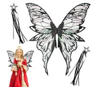 Générique Kids Fairy Wings, costume colorato a farfalla Wings, mistical Cosplay Accessories for Girls, Tema Party, Halloween, Stage Performance, Dress Up, Scuola Events, Gift