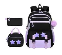Générique Kids School Backpack Set - 3 pezzi Star Print Bookbag, malva, Se référer au descriptif, Fare riferimento alla descrizione