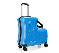 Générique Kids Suitcase, 3-Digit Password Lock Travel Luggage for Kids, 20in Trolley Case with Seat Belts, Handlebar, Pedals, and Silent Wheels for Boys, 18,5 x 7,87 x 22,44 pollici, Lago blu, Se