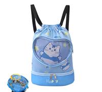 Générique Kids Swim Bag, Waterproof Bag, 14,17 x 11,81 Inches Lightweight Drawstring Backpack, Fun Cartoon Print, Swimmer Bags for Pool, School, Beach, Travel, Gym and Sports Use, gatto, Se référer au