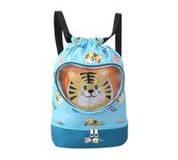 Générique Kids Swim Bag, Waterproof Beach Backpack, Dry Wet Separated Cartoon Drawstring, Lightweight Splash-Proof Organizer, for School Travel Pool Beach Gym, 36 x 30 cm, Tigre, Se référer au