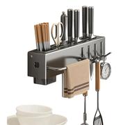 Générique Kitchen Utensil Holder, Wall-Mounted Cutlery Organizer Rack With Hooks and Hanger, No-Drill Storage Solution for Towels, Spatole, Cooking Tools, Spoons, And Everyday Kitchen Accessories