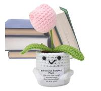 Générique Knitted Doll - Uncinetto Plants | Inspirational Support Plant for Friends, Soft Lightweight Handmade Crochet Positive Stress Relief Doll Gift for anxietyy, depressionn