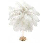 Générique Lampada da comodino creativa in piuma di struzzo bianca, lussuosa ed elegante, lampada da comodino per soggiorno, camera da letto, decorazione per la casa