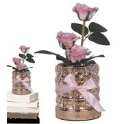 Générique Lampada da notte - Lampada cristallina - Luce in rosa - Lampade notturne in - Decorazione romantica a fiori rosa dimmerabili 3 colori per la camera da letto
