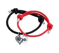 Générique Larghezza Pietre Per Rhodonite Anelli due nero bianco che desiderano Coppia amore che tiene il Braccialetto regolabile di aspirazione di Fase Bracciale Naturale Per Acciaio Anelli, Taglia