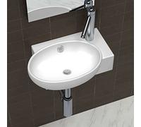 Générique Lavabo da bagno in ceramica bianca con foro di troppo pieno,Ferramenta,Idraulico,Attrezzature sanitarie,Lavelli e lavandini,Lavabi,Bianco,7.2KG,140698