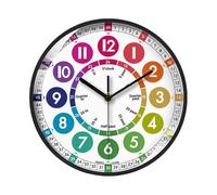 Générique Learning Clock for Kids - 10 inch Non Ticking Learn to Tell Time Clock | Battery Operated Analog Kids Clocks, Colorful Kid Room Wall Decor and Others