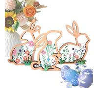 Générique Legno Rabbit Table Decor, Rustic Farmhouse Bench Centerpiece, Wood Bunny, squisito colorato Easter Rabbit Shape Craft for Living Room, Bedroom, Primavera Seasonal Decoration
