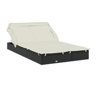 Générique Lettino a 2 posti con tetto pieghevole, nero, 213 x 118 x 97 cm, mobili, mobili da giardino, sedili da giardino, bagni da sole, nero, 29 kg, 319650