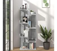 Générique Libreria 8 scomparti grigio cemento 48 x 25,5 x 140 cm in legno di ingegneria, scaffale per libri compatto con pareti laterali per soggiorno, camera da letto o ufficio