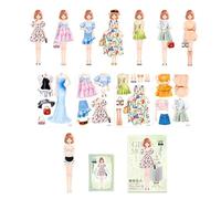 Générique Libri di Adesivi per Ragazze - Kit di Abiti da Bambola magnetici Principesse - Gioco educativo di Imitazione e apprendimento,attività per Compleanno Halloween Natale