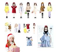 Générique Libro Di Vestire Adesivo per Ragazze | Kit Di Vestiti Per Bambole Magnetici Principesse | Gioco Educativo Di Imitazione E Di Apprendimento,Attività Festive per Compleanno Halloween Natale